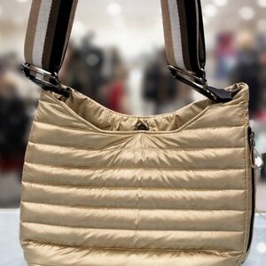 THINK ROYLN Metallic Gold Quilted Shoulder Bag